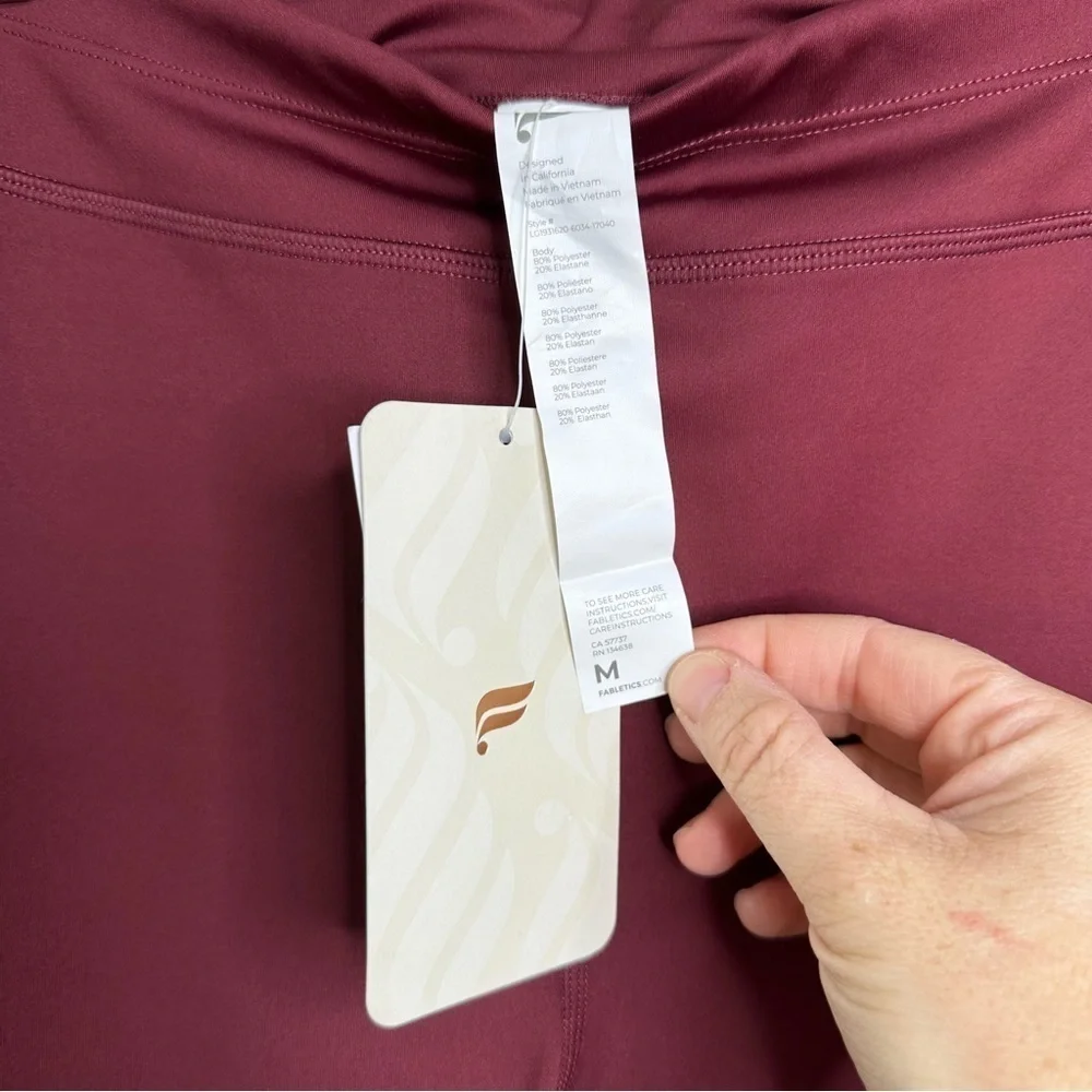 Fabletics NWT High Waisted Statement Powerlite 2.0 Athletic Leggings Burgundy